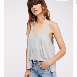 Free People Light Gray V-Neck Tank Top